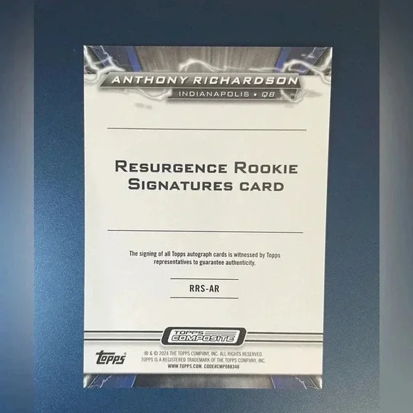 ANTHONY RICHARDSON Autograph Rookie Card 2023 Topps Chrome Colts Rookie Auto - Picture 2 of 2